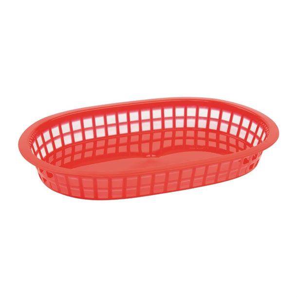 Olympia Oval Polypropylene Food Baskets Red (6 Pack) gh967