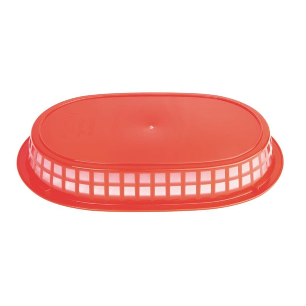 Olympia Oval Polypropylene Food Baskets Red (6 Pack) gh967