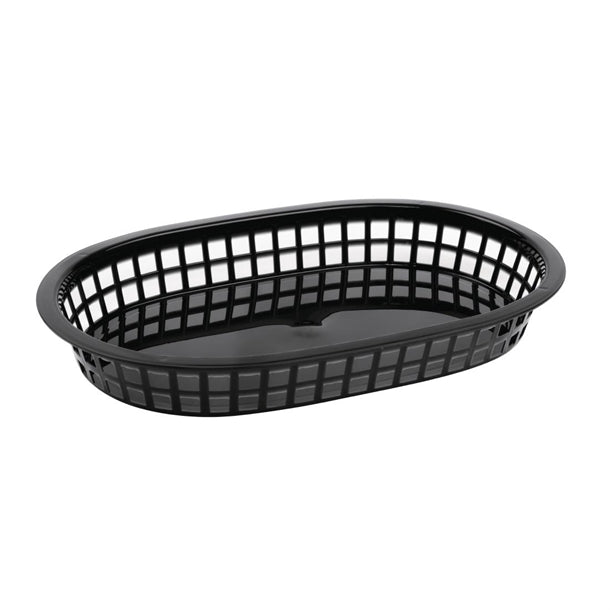Olympia Oval Polypropylene Food Baskets Black (6 Pack) gh969