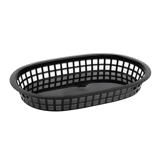 Olympia Oval Polypropylene Food Baskets Black (6 Pack) gh969