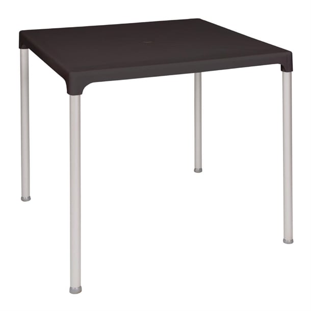 Black Square Table with Aluminium Legs 750mm gj970