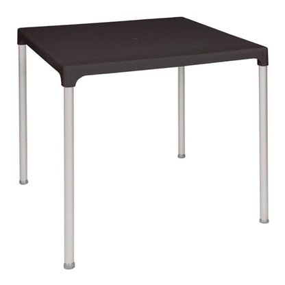 Black Square Table with Aluminium Legs 750mm gj970