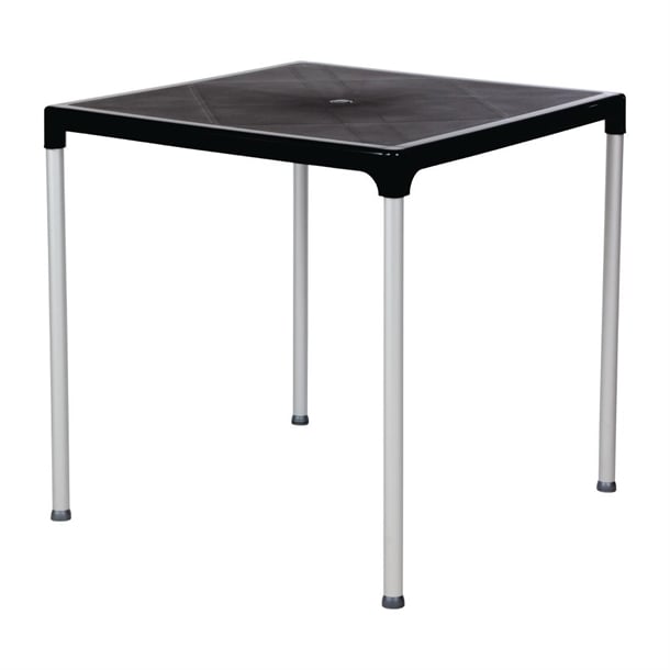 Black Square Table with Aluminium Legs 750mm gj970