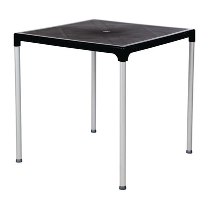 Black Square Table with Aluminium Legs 750mm gj970