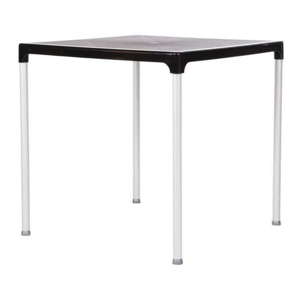 Black Square Table with Aluminium Legs 750mm gj970