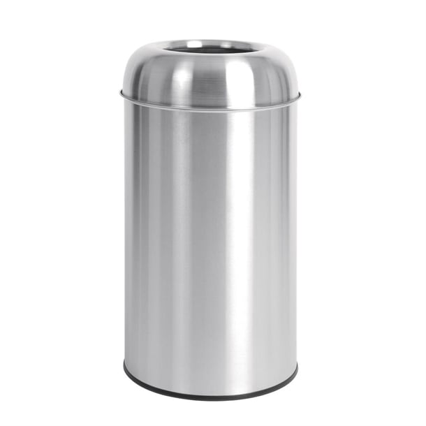 Bolero Bullet Bin with Open Top Lid Silver 40Ltr gk972