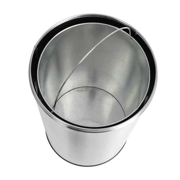 Bolero Bullet Bin with Open Top Lid Silver 40Ltr gk972