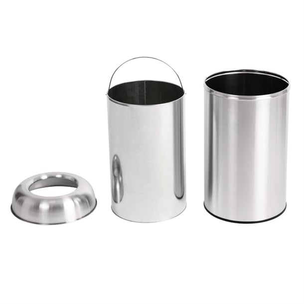 Bolero Bullet Bin with Open Top Lid Silver 40Ltr gk972