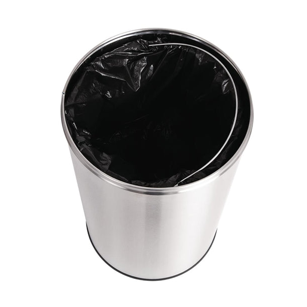 Bolero Bullet Bin with Open Top Lid Silver 40Ltr gk972