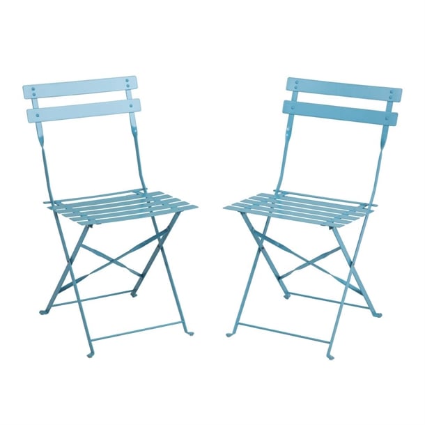 Bolero Perth Blue Pavement Style Steel Folding Chairs (2 Pack) gk982
