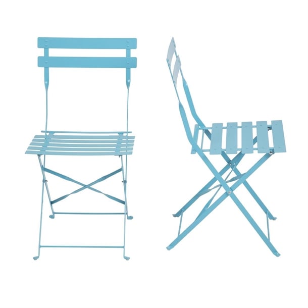 Bolero Perth Blue Pavement Style Steel Folding Chairs (2 Pack) gk982