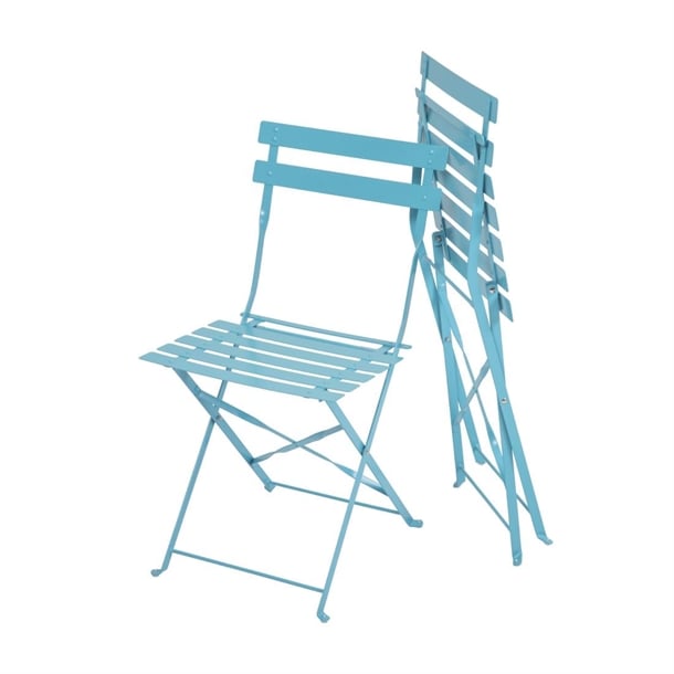 Bolero Perth Blue Pavement Style Steel Folding Chairs (2 Pack) gk982