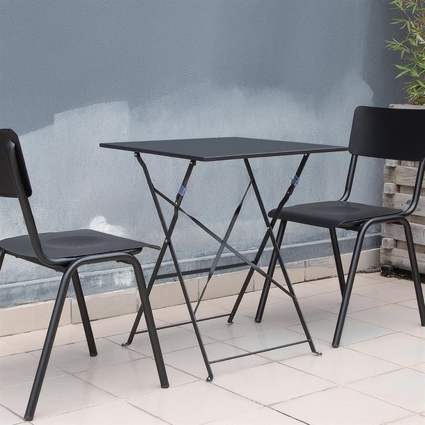 Bolero Perth Black Pavement Style Steel Table Square 600mm gk989