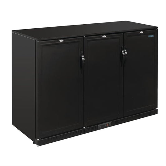 Polar G-Series 900mm Triple Solid Door Back Bar Cooler in Black 330Ltr gl017