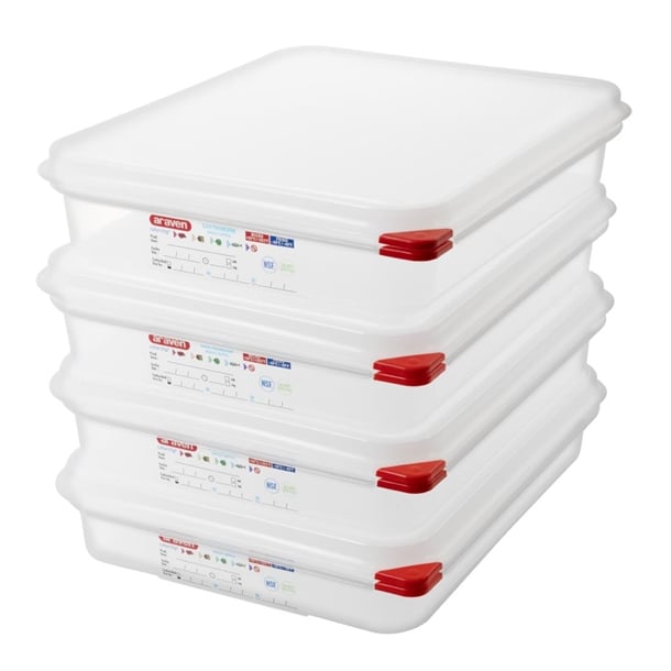 Araven Polypropylene 1/2 Gastronorm Food Containers 4Ltr (4 Pack) gl261