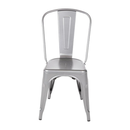 Bolero Bistro Steel Side Chairs Gun Metal Grey (4 Pack) gl329