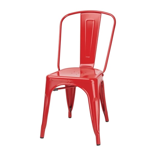 Bolero Bistro Steel Side Chair Red (4 Pack) gl330