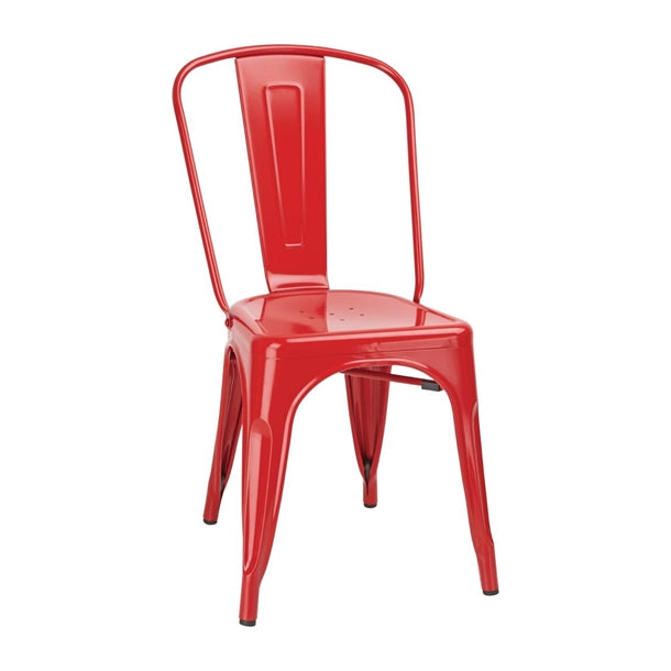 Bolero Bistro Steel Side Chair Red (4 Pack) gl330