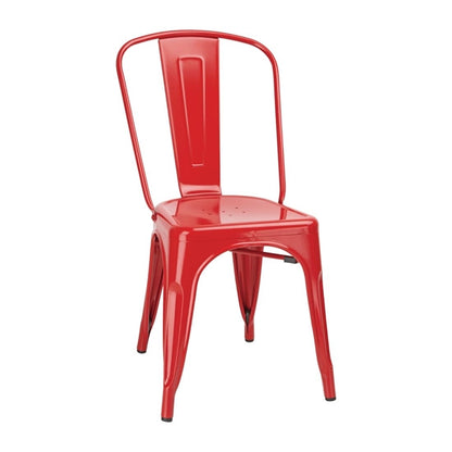 Bolero Bistro Steel Side Chair Red (4 Pack) gl330