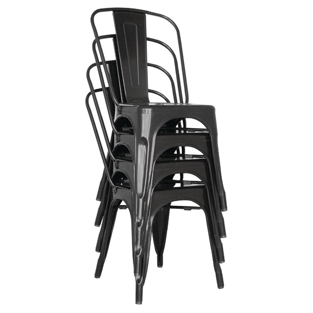 Bolero Bistro Steel Side Chairs Black (4 Pack) gl331