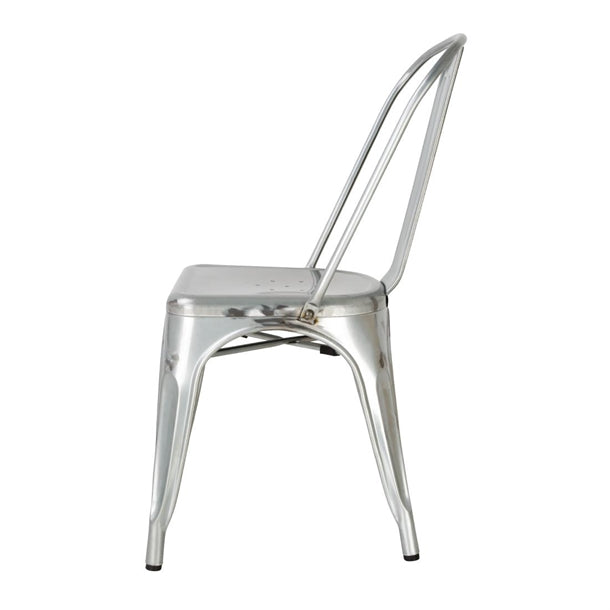 Bolero Bistro Galvanised Steel Side Chairs (4 Pack) gl338