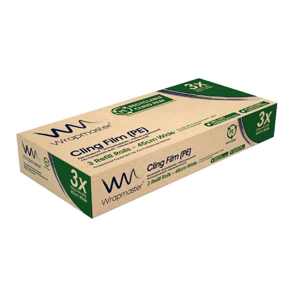 Wrapmaster 4500 PE Cling Film Refill 450mm x 300m (3 Pack) gl382