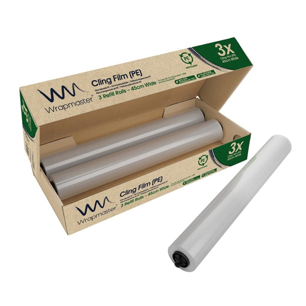 Wrapmaster 4500 PE Cling Film Refill 450mm x 300m (3 Pack) gl382