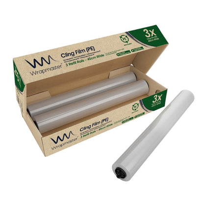Wrapmaster 4500 PE Cling Film Refill 450mm x 300m (3 Pack) gl382