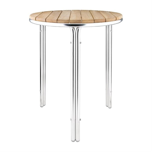 Bolero Round Ash and Aluminium Table 600mm gl981