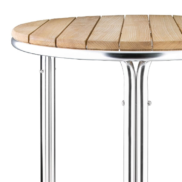 Bolero Round Ash and Aluminium Table 600mm gl981