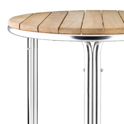 Bolero Round Ash and Aluminium Table 600mm gl981