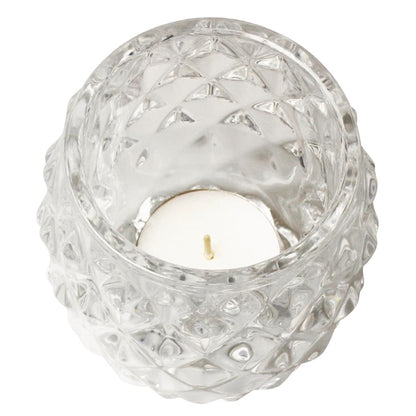 Olympia Glasses Diamond Tealight Holders Clear 75mm (6 Pack) gm227