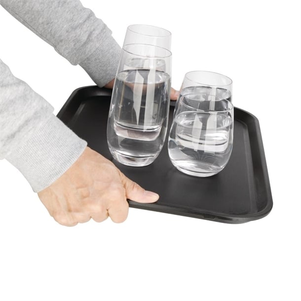 Olympia Kristallon Polypropylene Rectangular Non-Slip Tray Black p_gm238