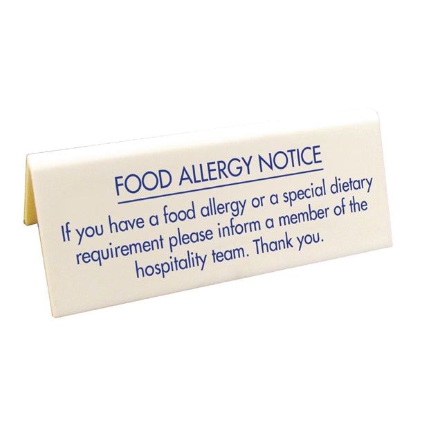 Vogue Food allergy Table Notice gm815