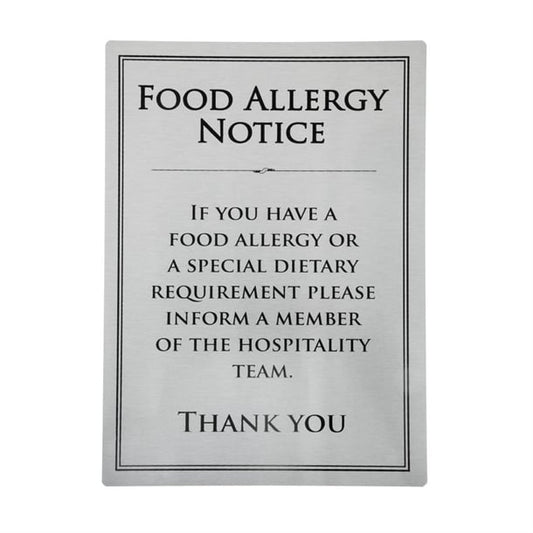 Brushed Steel Food Allergy Sign p_gm817