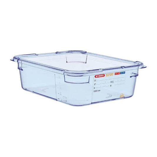 Araven ABS Food Storage Container Blue GN 1/2 100mm gp584