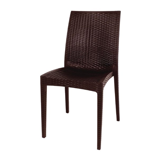Bolero PP Rattan Bistro Side Chairs Brown (4 Pack) gr361