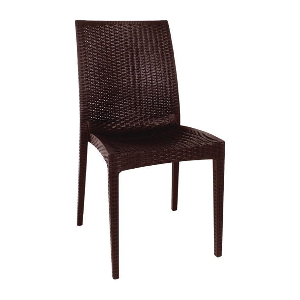Bolero PP Rattan Bistro Side Chairs Brown (4 Pack) gr361