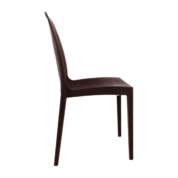 Bolero PP Rattan Bistro Side Chairs Brown (4 Pack) gr361