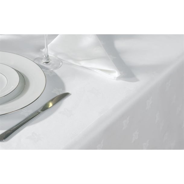 Mitre Luxury Luxor Tablecloth Ivy Leaf White p_gw455