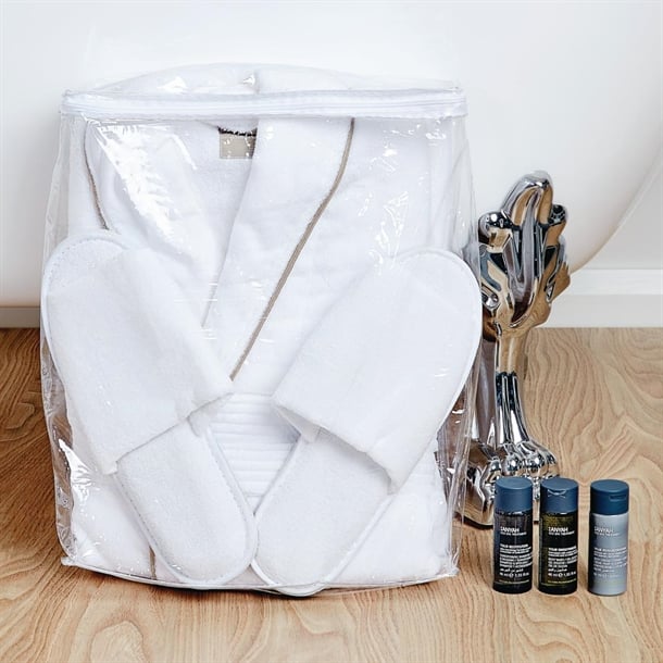 Mitre Heritage Ambassador Bathrobe and Slipper Set with Storage Bag hd127