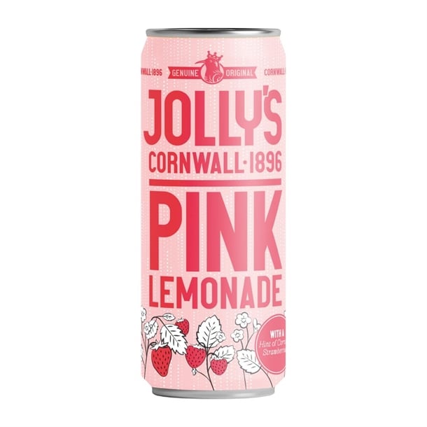 Jolly's Cornish Pink Lemonade Cans 250ml (24 Pack) hn942