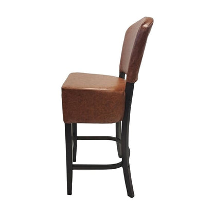 Hanoi Bar Chair in Dark Walnut with Bison Tan Vinyl hp774