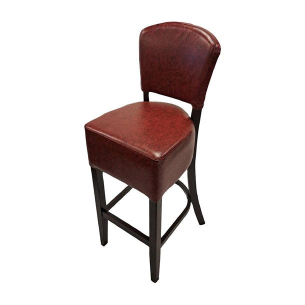 Hanoi Bar Chair in Dark Walnut with Bison Bordeaux Vinyl hp777