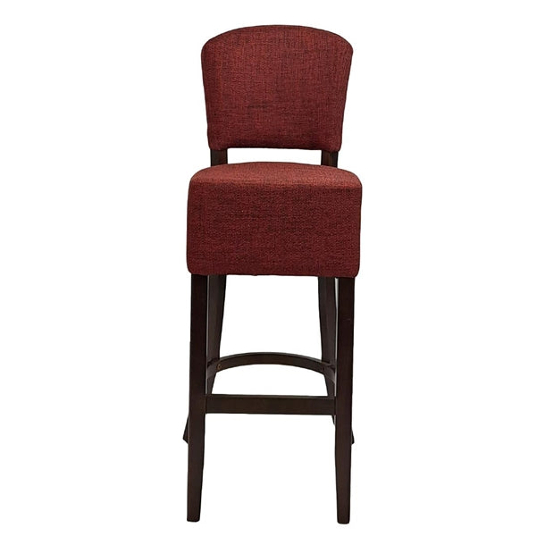 Hanoi Bar Chair in Dark Walnut with Shetland Scarlet Seatpad hp780