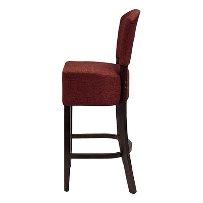 Hanoi Bar Chair in Dark Walnut with Shetland Scarlet Seatpad hp780