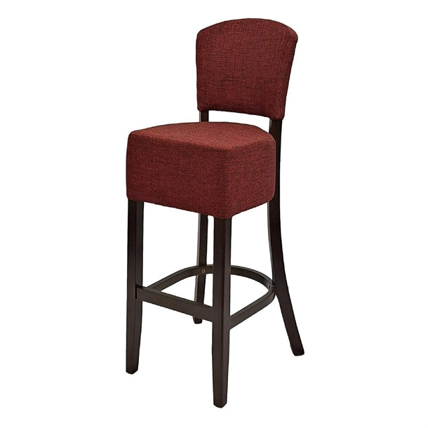 Hanoi Bar Chair in Dark Walnut with Shetland Scarlet Seatpad hp780