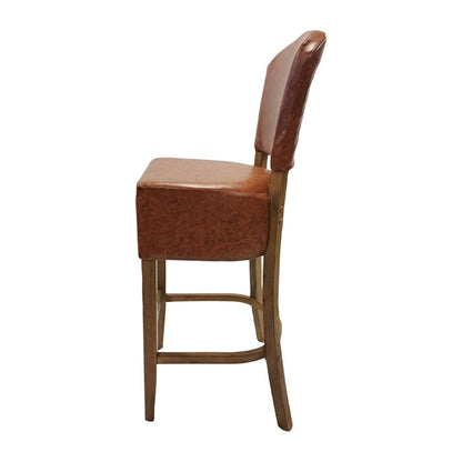 Hanoi Bar Chair in Weathered Oak with Bison Tan Vinyl hp781