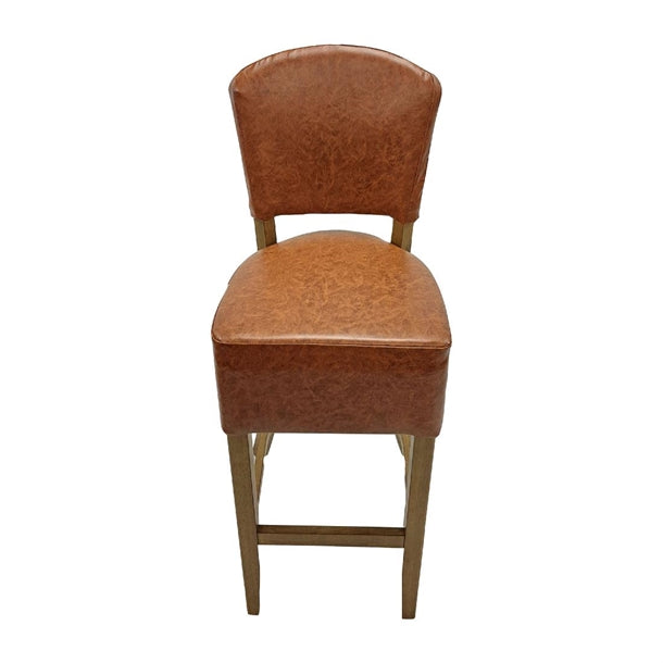 Hanoi Bar Chair in Weathered Oak with Bison Tan Vinyl hp781