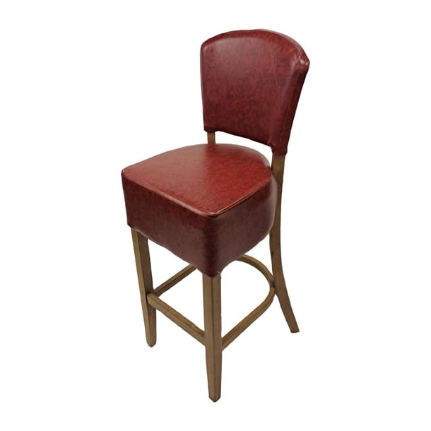 Hanoi Bar Chair in Weathered Oak with Bison Bordeaux Vinyl hp784
